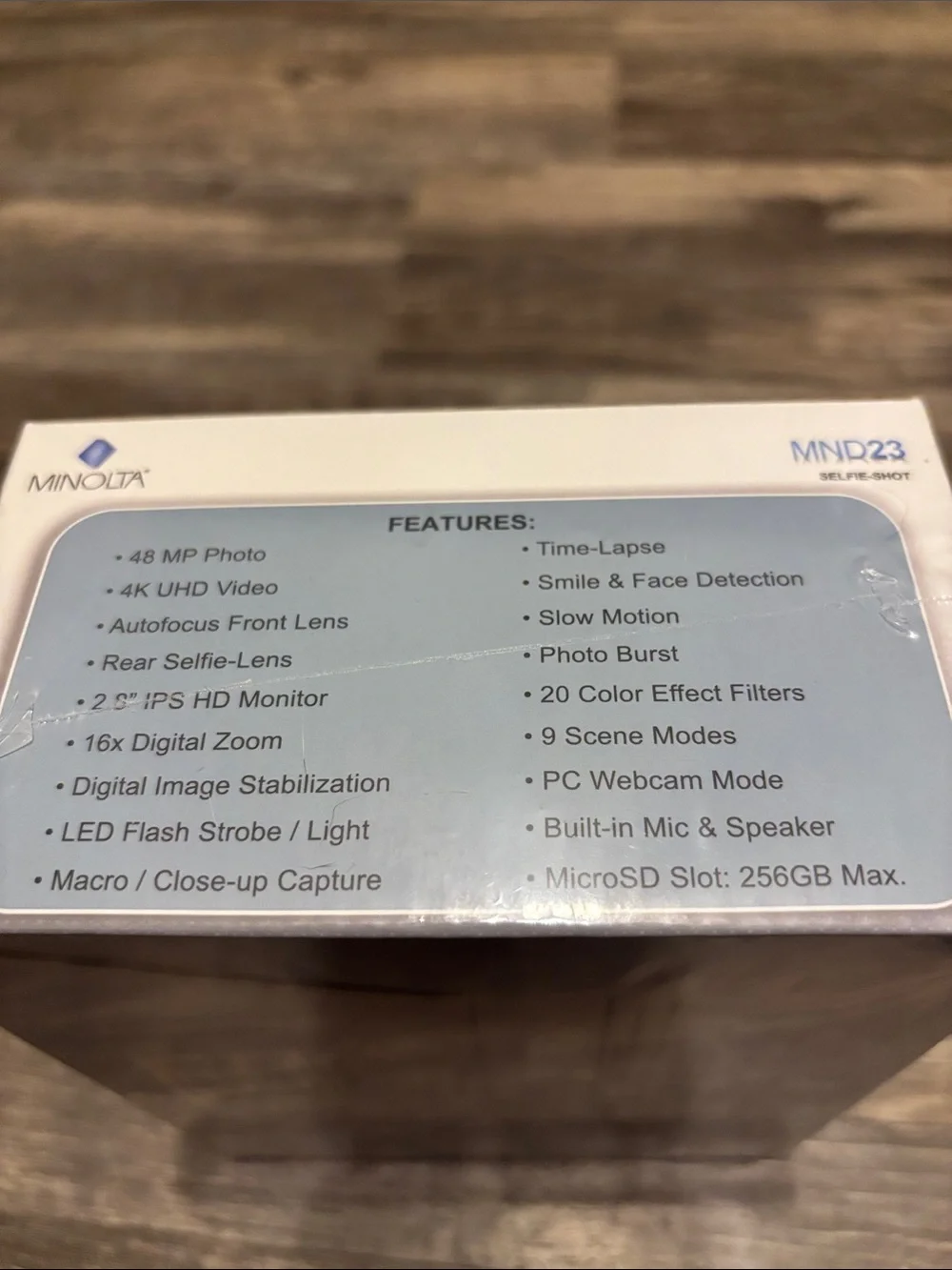 Minolta MND23 Digital Camera — Black, 48MP with 4K Video
